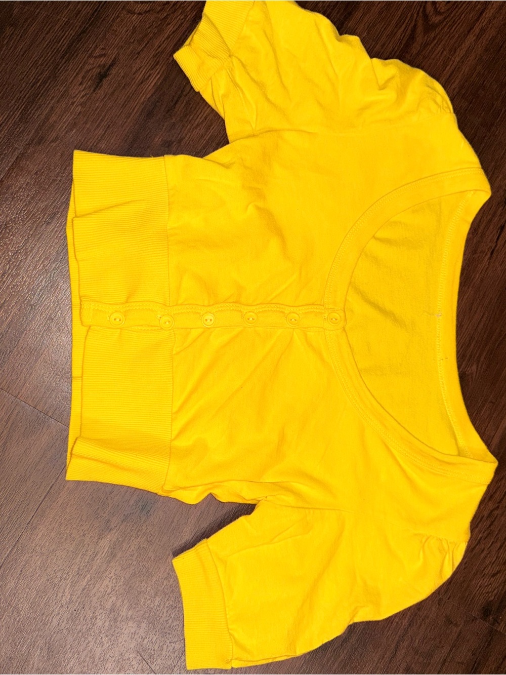Y2K Vintage Yellow Cropped Puff Sleeve Knit Top Button Front Women’s
